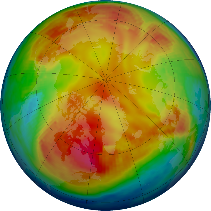 Arctic ozone map for 24 January 1985
